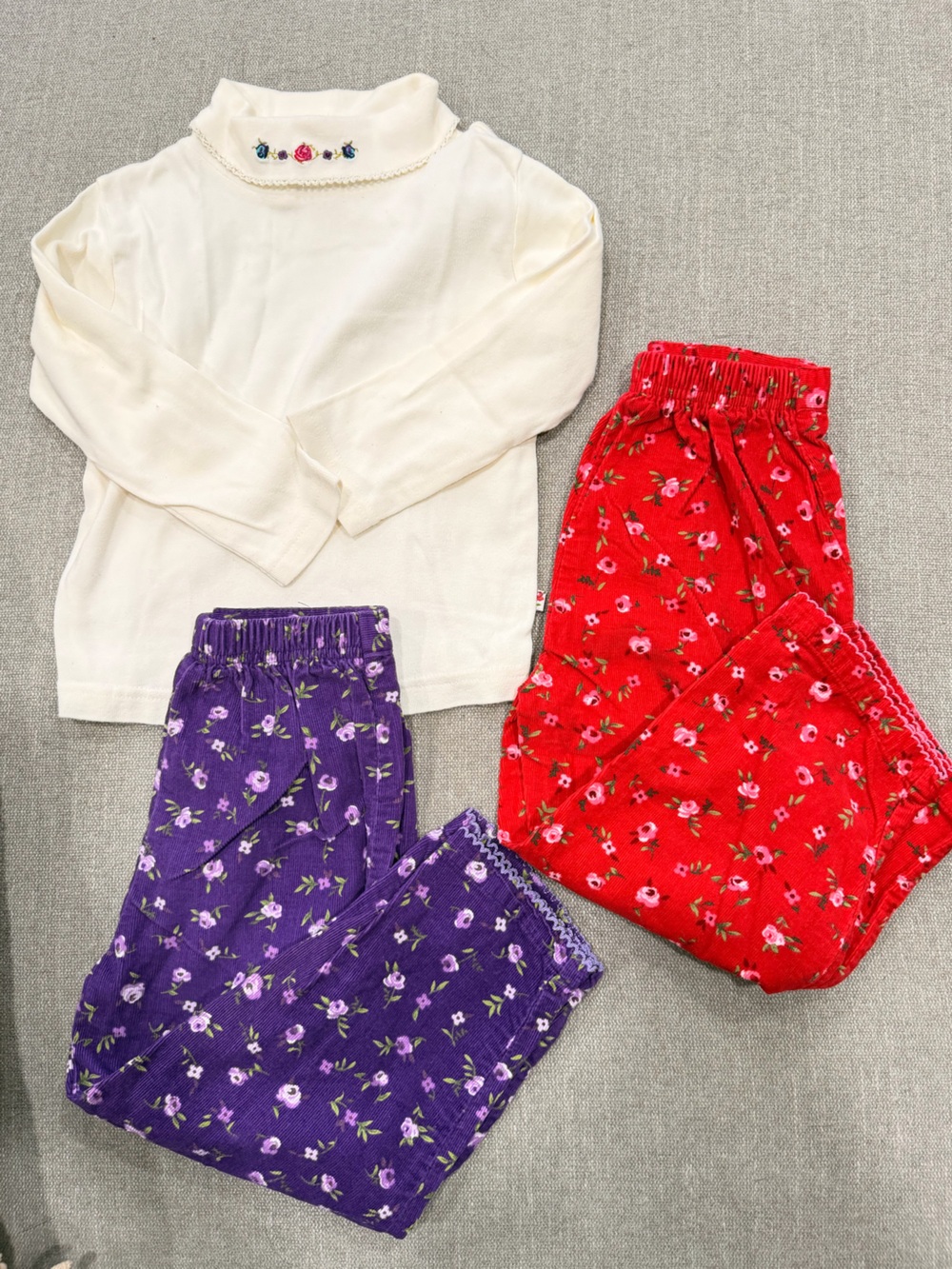 Vintage McKids Toddler Floral Corduroy Outfit Set 3T Cottagecore